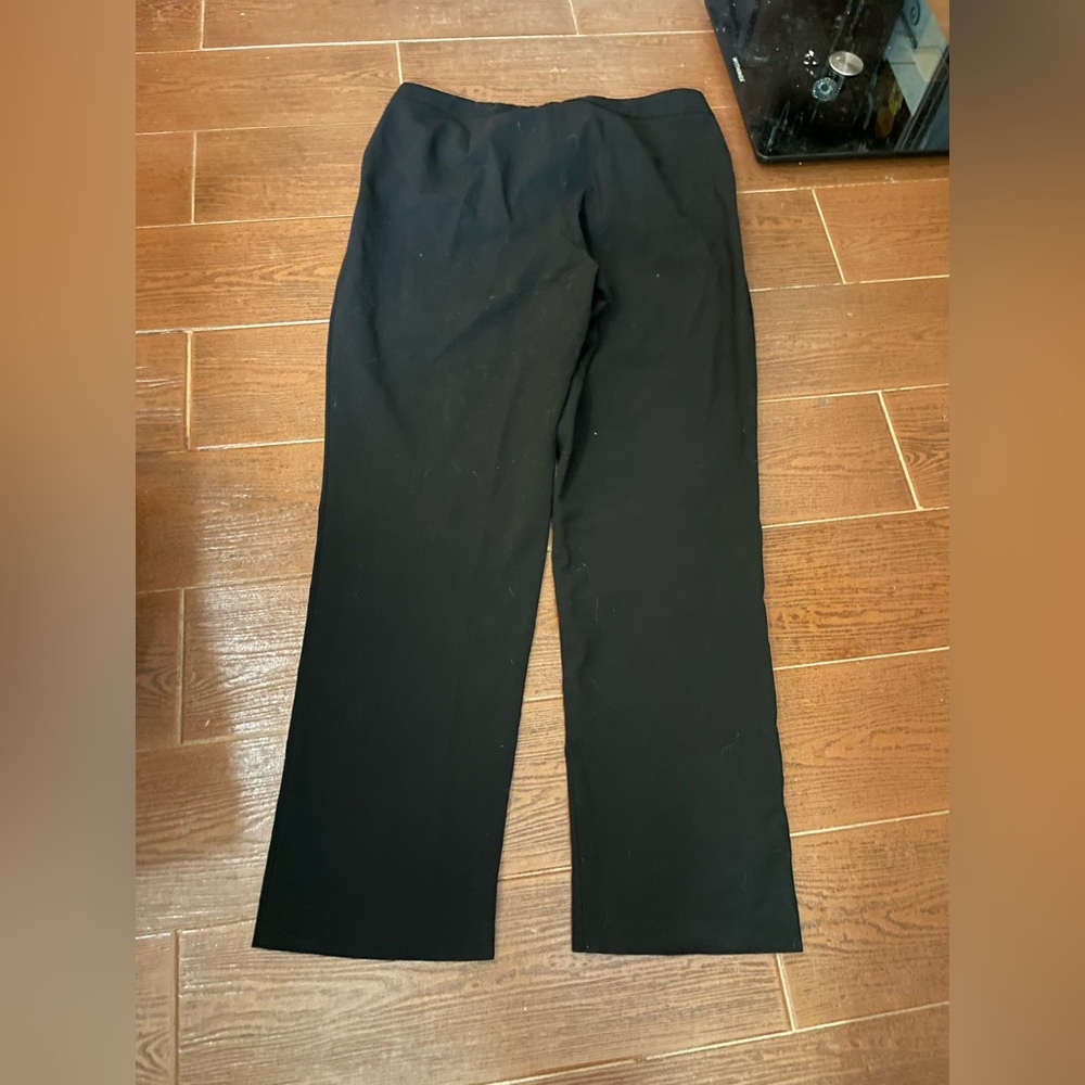 Dress Barn black pants flat front trousers size 12 rayon spandex pockets pull on - Picture 5 of 13